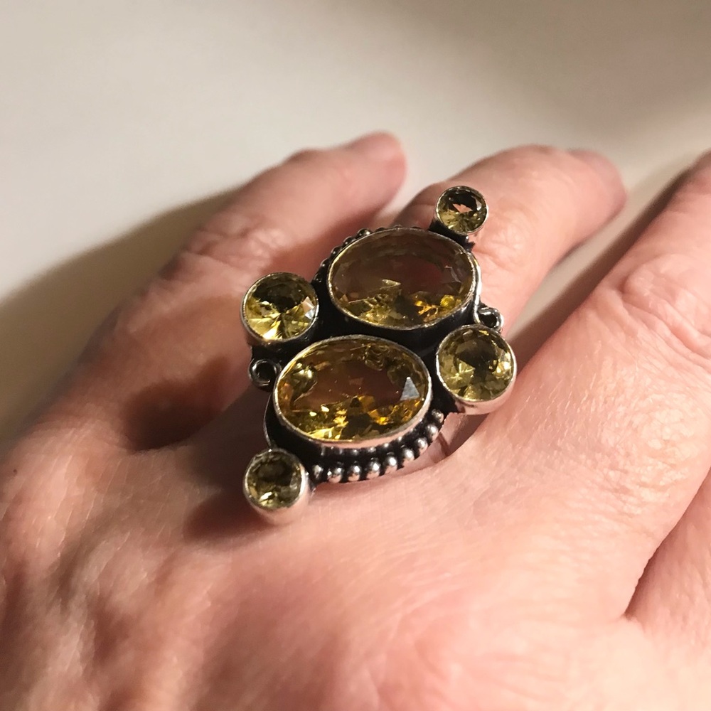 Citrine Stamped 925 Sterling Silver Ring
